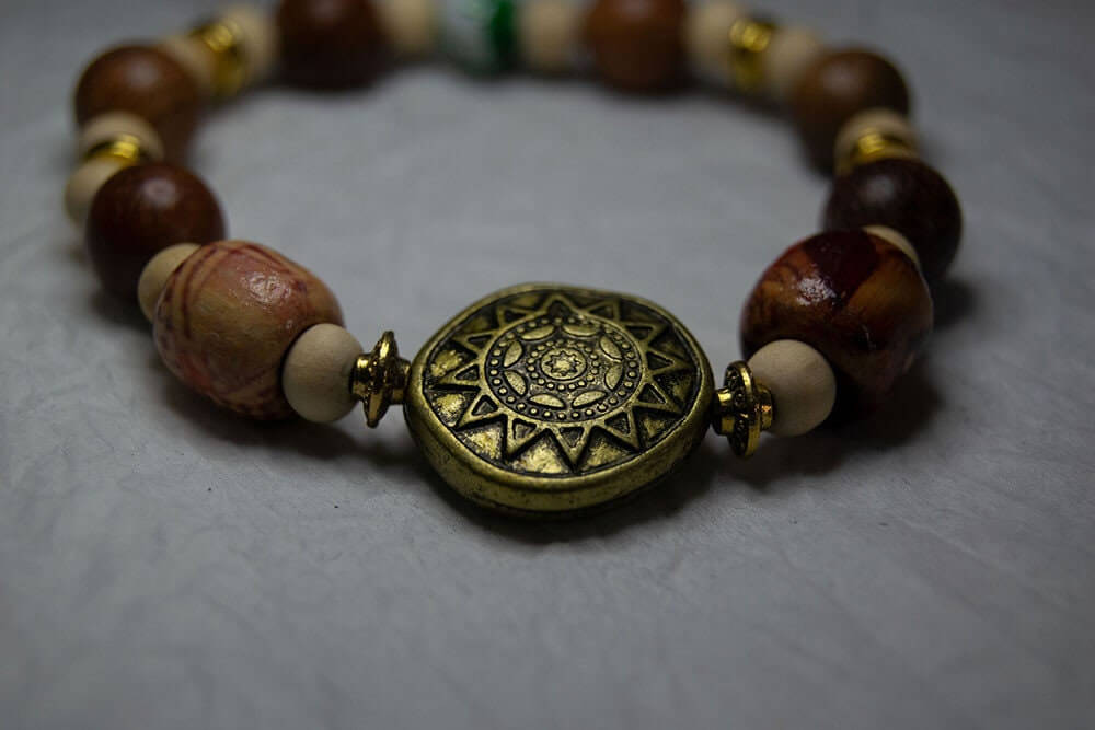 Wood Bracelet With Charm