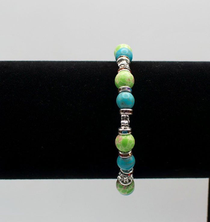 Green Emperor and Turquoise Beaded Bracelet