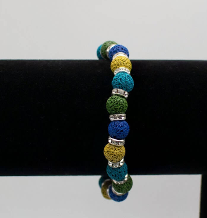 Lava Stone Green, Blue, Yellow, Cyan Bracelet
