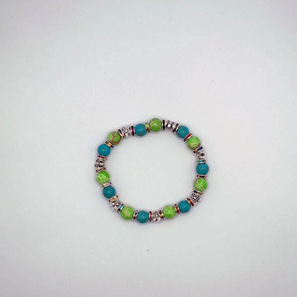 Green Emperor and Turquoise Beaded Bracelet