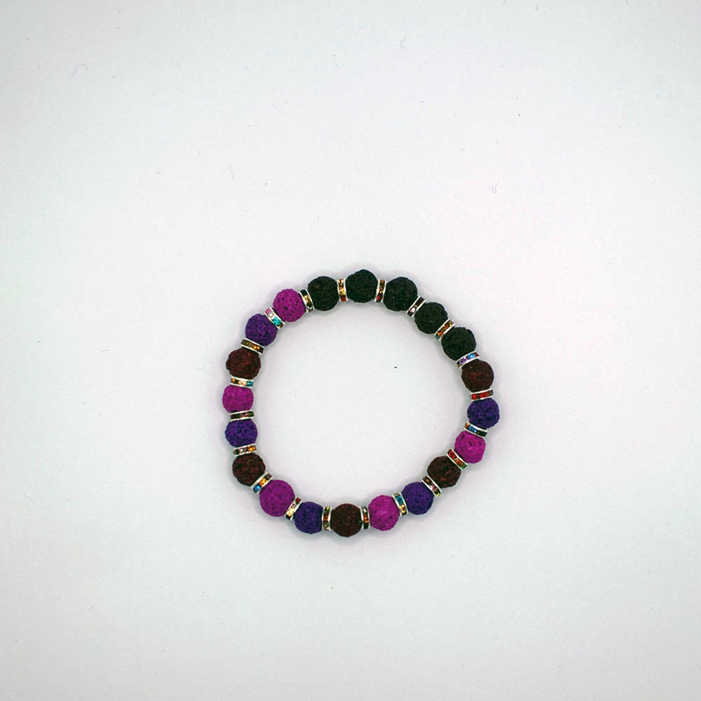 Lava Stone Purple, Pink And Brown Bracelet