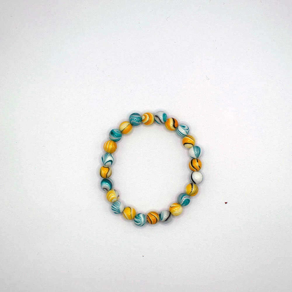 Yellow And White Acrylic Beads Bracelet