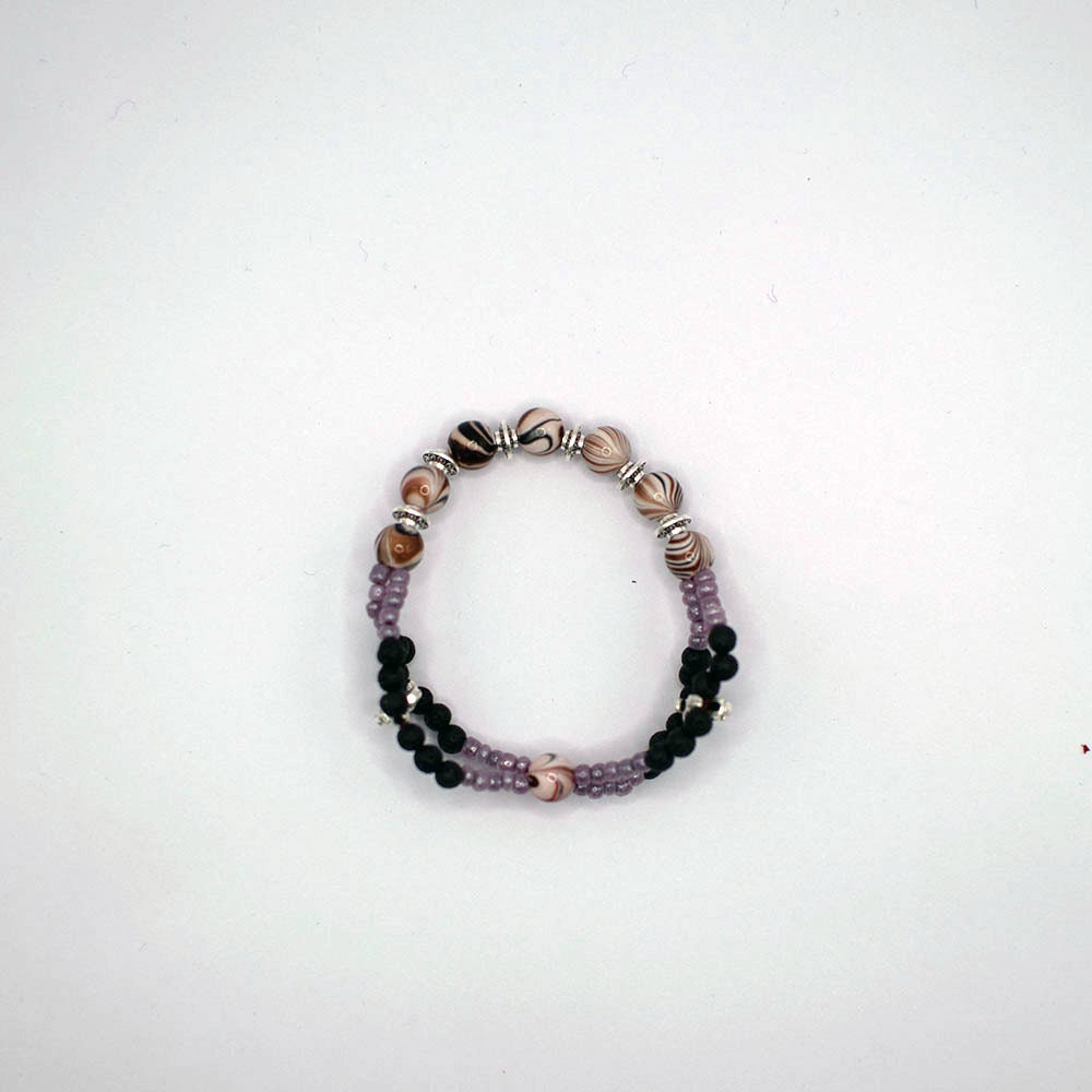 Lava And Acrylic Beads Bracelet