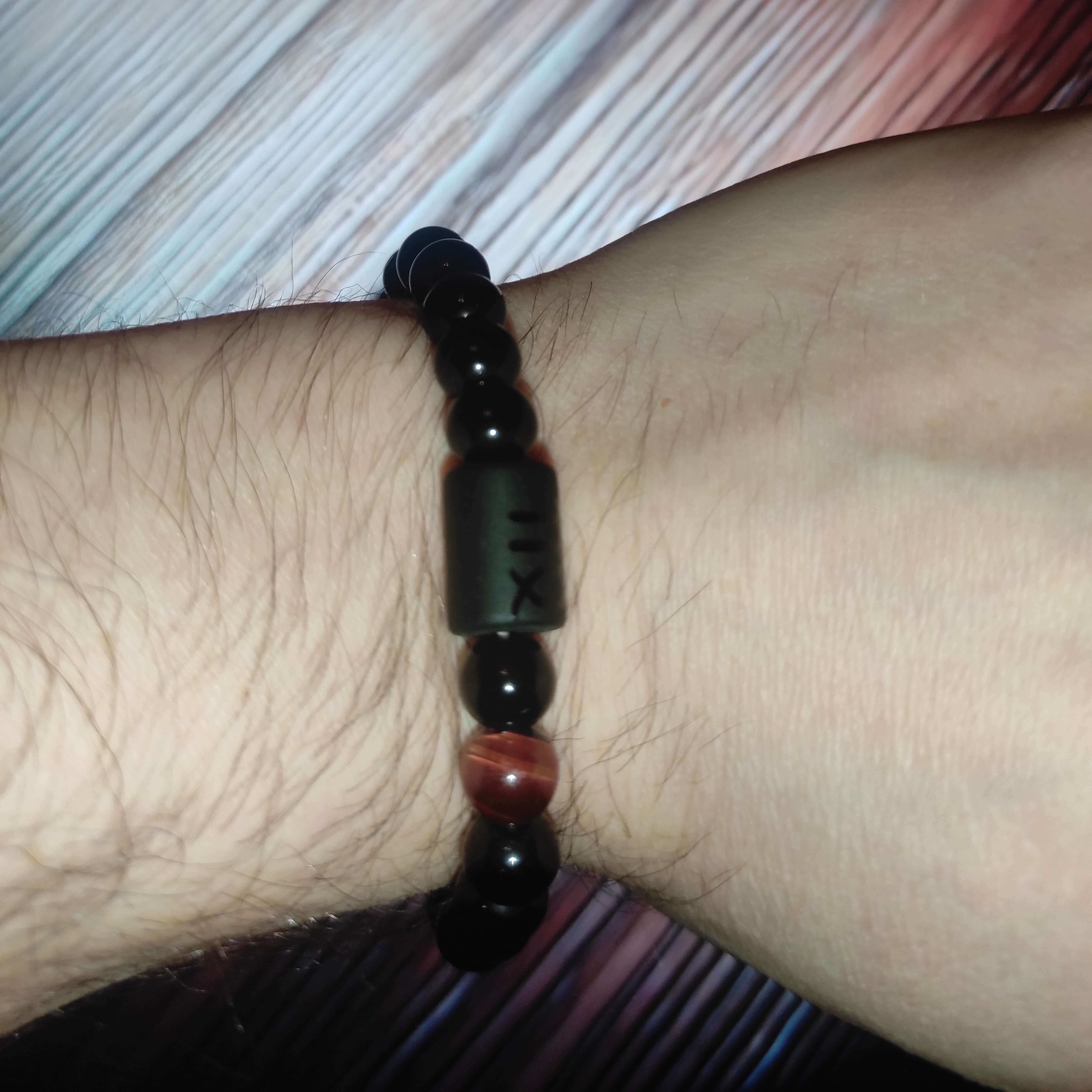 Capricorn , Black Onyx & Tiger Eye Bracelet With Earth Element Stone