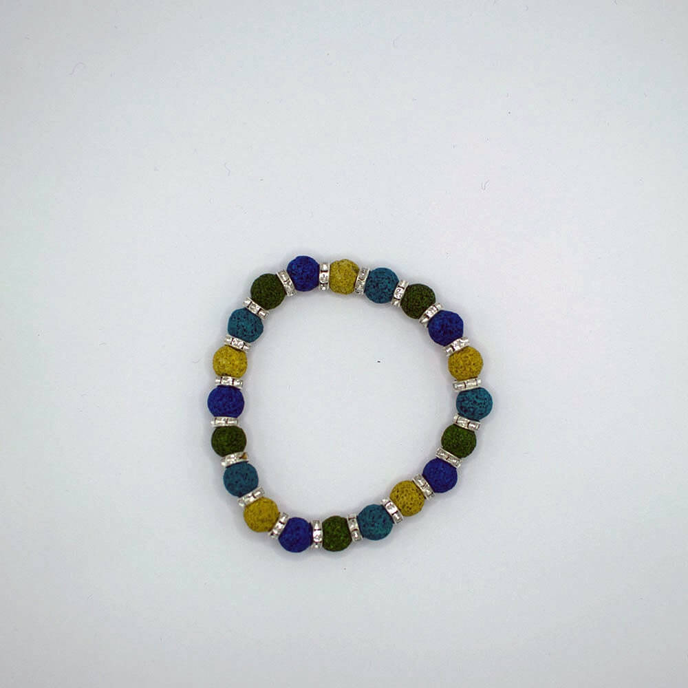 Lava Stone Green, Blue, Yellow, Cyan Bracelet
