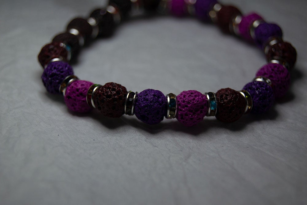 Lava Stone Purple, Pink And Brown Bracelet