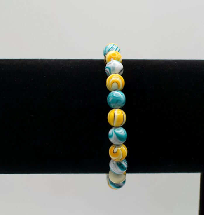 Yellow And White Acrylic Beads Bracelet