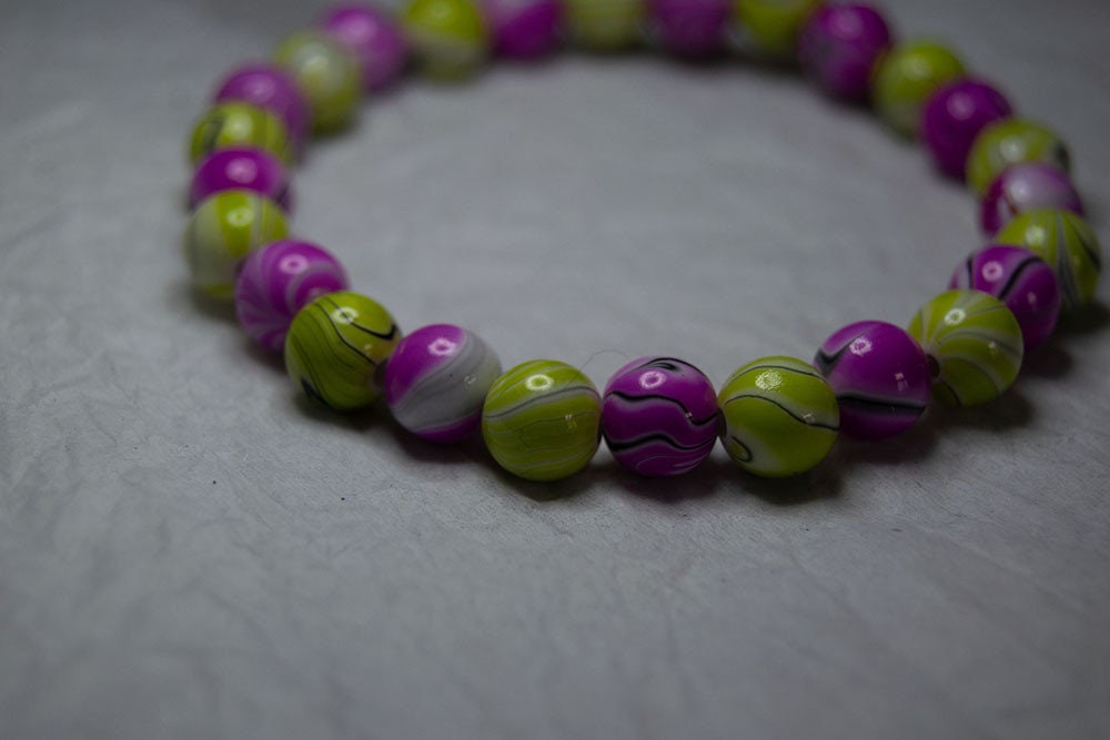 Yellow And Pink Acrylic Beads Bracelet