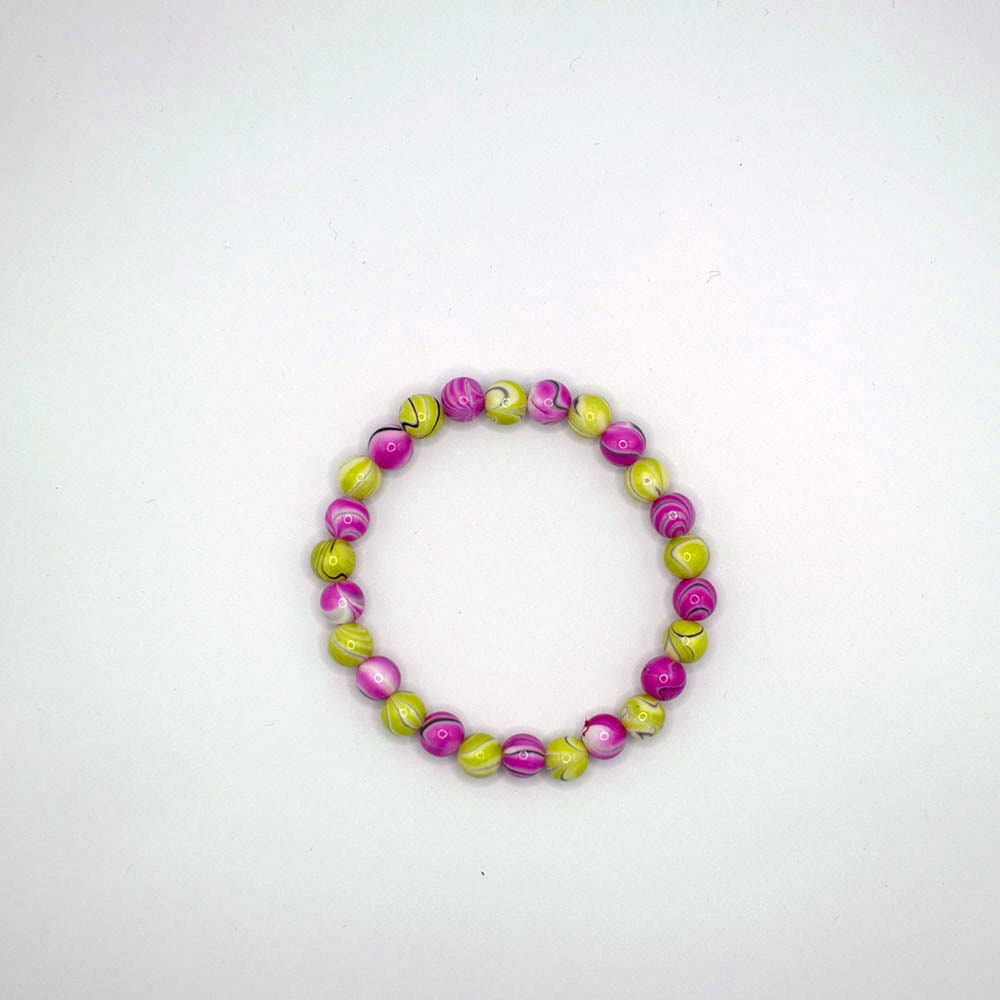 Yellow And Pink Acrylic Beads Bracelet