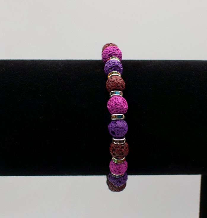 Lava Stone Purple, Pink And Brown Bracelet