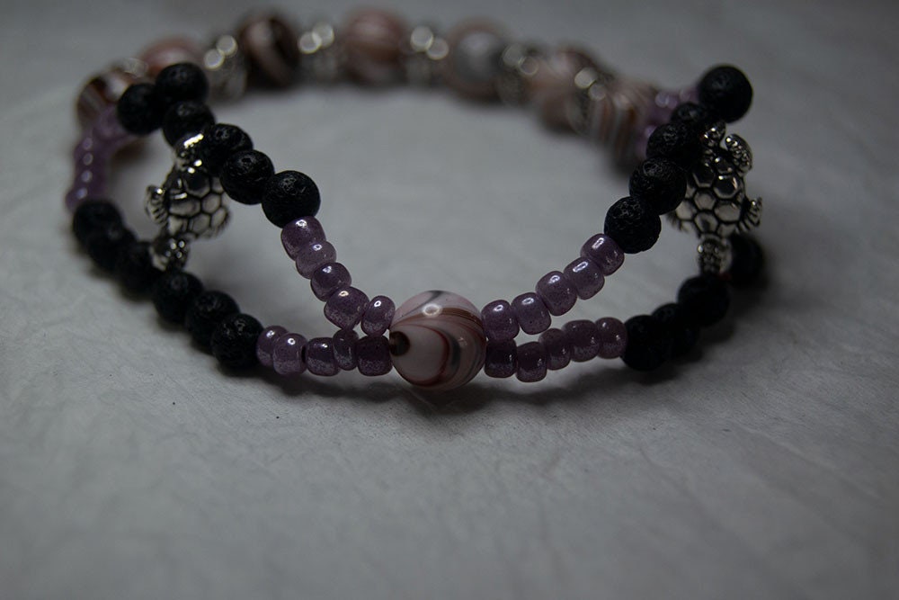 Lava And Acrylic Beads Bracelet