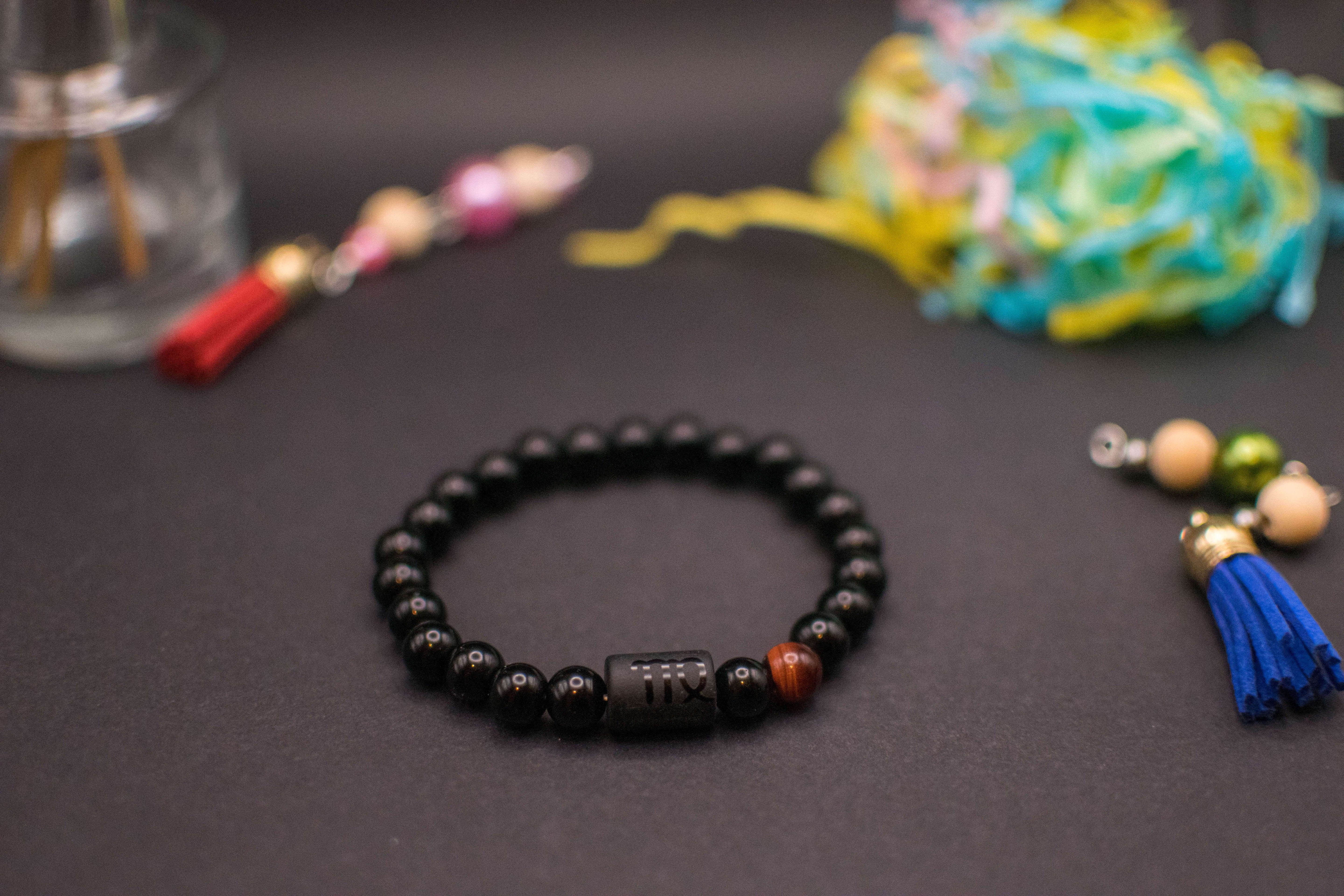 Virgo , Black Onyx & Tiger Eye Bracelet With Earth Element Stone